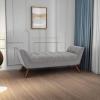 SAFAVIEH Couture Home Collection Damian Mid-Century Light Grey Linen Tufted Living Room Bedroom Dining Foyer Entryway Ottoman Bench(Light Grey)