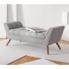 SAFAVIEH Couture Home Collection Damian Mid-Century Light Grey Linen Tufted Living Room Bedroom Dining Foyer Entryway Ottoman Bench(Light Grey)