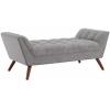 SAFAVIEH Couture Home Collection Damian Mid-Century Light Grey Linen Tufted Living Room Bedroom Dining Foyer Entryway Ottoman Bench(Light Grey)