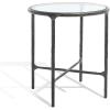 SAFAVIEH Couture Home Collection Jessa Brass Metal/White Marble Top Round End Table (Fully Assembled)(Black)