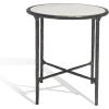 SAFAVIEH Couture Home Collection Jessa Brass Metal/White Marble Top Round End Table (Fully Assembled)(Black/White)