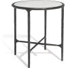 SAFAVIEH Couture Home Collection Jessa Brass Metal/White Marble Top Round End Table (Fully Assembled)(Black/White)