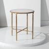 SAFAVIEH Couture Home Collection Jessa Brass Metal/White Marble Top Round End Table (Fully Assembled)(White / Brass)