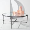 SAFAVIEH Couture Home Collection Jessa Silver Metal/Tempered Glass Top Round Coffee Table (Fully Assembled)(Black)