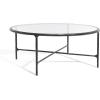 SAFAVIEH Couture Home Collection Jessa Silver Metal/Tempered Glass Top Round Coffee Table (Fully Assembled)(Black)