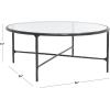 SAFAVIEH Couture Home Collection Jessa Silver Metal/Tempered Glass Top Round Coffee Table (Fully Assembled)(Black)
