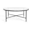 SAFAVIEH Couture Home Collection Jessa Silver Metal/Tempered Glass Top Round Coffee Table (Fully Assembled)(Black)