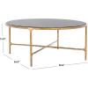 SAFAVIEH Couture Home Collection Jessa Silver Metal/Tempered Glass Top Round Coffee Table (Fully Assembled)(Brass/Black)