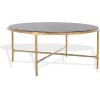 SAFAVIEH Couture Home Collection Jessa Silver Metal/Tempered Glass Top Round Coffee Table (Fully Assembled)(Brass/Black)