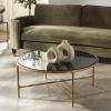 SAFAVIEH Couture Home Collection Jessa Silver Metal/Tempered Glass Top Round Coffee Table (Fully Assembled)(Brass/Black)