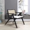 SAFAVIEH Couture Home Collection Krystine Coastal Black Rattan Back Living Room Dining Accent Chair SFV4131A(Black)