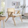 SAFAVIEH Couture Home Collection Krystine Coastal Black Rattan Back Living Room Dining Accent Chair SFV4131A(Natural)