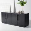 SAFAVIEH Couture Mallory TV Stand for up to 65″ Flatscreen – White Wash, 4 Doors with Interior Storage, Entertainment Media Console Cabinet, Fully Assembled (SFV2120B)(Black)