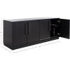SAFAVIEH Couture Mallory TV Stand for up to 65″ Flatscreen – White Wash, 4 Doors with Interior Storage, Entertainment Media Console Cabinet, Fully Assembled (SFV2120B)(Black)