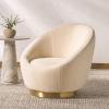 SAFAVIEH Couture Pippa Faux Lamb Wool Swivel Chair(Ivory/Gold)