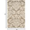 SAFAVIEH Florida Shag Collection Area Rug – 8’6″ x 12′, Smoke & Beige, Damask Design, Non-Shedding & Easy Care, 1.2-inch Thick Ideal for High Traffic Areas in Living Room, Bedroom (SG460-7913)(Beige/Cream)