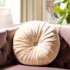 SAFAVIEH Home Caramia Cream Round Button Tufted Decorative Pillow Pillow, 16″x16″(Cream)
