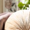 SAFAVIEH Home Caramia Cream Round Button Tufted Decorative Pillow Pillow, 16″x16″(Cream)