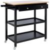 SAFAVIEH Home Collection Cohyn Natural/White 1-Drawer 2-Shelf Storage Dining Room Trolley Kitchen Cart with Wheels KCH1401B(Natural/Black)
