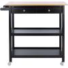SAFAVIEH Home Collection Cohyn Natural/White 1-Drawer 2-Shelf Storage Dining Room Trolley Kitchen Cart with Wheels KCH1401B(Natural/Black)