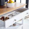 SAFAVIEH Home Collection Cohyn Natural/White 1-Drawer 2-Shelf Storage Dining Room Trolley Kitchen Cart with Wheels KCH1401B(Natural/White)