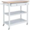 SAFAVIEH Home Collection Cohyn Natural/White 1-Drawer 2-Shelf Storage Dining Room Trolley Kitchen Cart with Wheels KCH1401B(Natural/White)