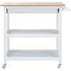 SAFAVIEH Home Collection Cohyn Natural/White 1-Drawer 2-Shelf Storage Dining Room Trolley Kitchen Cart with Wheels KCH1401B(Natural/White)