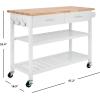 SAFAVIEH Home Collection Kiko White/Natural 2-Drawer 2-Shelf Trolley Kitchen Cart with Wheels