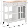 SAFAVIEH Home Collection Locklyn White/Natural 2-Drawer Storage Trolley Kitchen Cart with Wheels(White/Natural)
