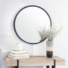 SAFAVIEH Home Eason Silver Round 30-inch Decorative Accent Mirror(Black)
