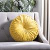 SAFAVIEH Home Leila Mustard Round Button Tufted Decorative Pillow Pillow, 19″x19″(Mustard)
