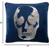 SAFAVIEH Home Rayen Dark Blue and Silver Skull 20-inch Decorative Pillow Pillow
