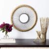 SAFAVIEH Home Rulan Zinc and Gold Sunburst 23-inch Round Decorative Accent Mirror