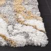 SAFAVIEH Horizon Shag Collection Area Rug – 6′ x 9′, Grey & Blue, Modern Abstract Design, Non-Shedding & Easy Care, 2-inch Thick Ideal for High Traffic Areas in Living Room, Bedroom (HZN890G)(Grey/Gold)