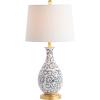 SAFAVIEH Lighting Collection – Avi Scroll Set of 2 Blue & White Chinoiserie Table Lamps, 28-Inch Ceramic Lamps for Bedroom, Living Room, Home Office (TBL4148A-SET2)