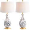 SAFAVIEH Lighting Collection – Avi Scroll Set of 2 Blue & White Chinoiserie Table Lamps, 28-Inch Ceramic Lamps for Bedroom, Living Room, Home Office (TBL4148A-SET2)