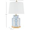 SAFAVIEH Lighting Collection – Bodin Set of 2 Blue & White Ceramic Table Lamps with Gold Leaf Accents, 23-Inch Bedroom or Living Room Lamps, LED Bulbs Included (TBL4150A-SET2)