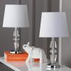 SAFAVIEH Lighting Collection Crescendo Modern Glam Tiered Crystal/ Off-White Shade Bedroom Living Room Home Office Desk Nightstand Table Lamp Set of 2 (LED Bulbs Included)(Clear/White – Set of 2)