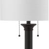 SAFAVIEH Lighting Collection Estilo Column Farmhouse Pull Chain Dark Grey 36-inch Bedroom Living Room Home Office Desk Nightstand Table Lamp Set of 2 (LED Bulbs Included)