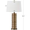 SAFAVIEH Lighting Collection Linus Farmhouse Brass Column Gold 29-inch Bedroom Living Room Home Office Desk Nightstand Table Lamp Set of 2 (LED Bulbs Included)