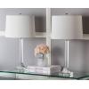 SAFAVIEH Lighting Collection Tyrone Modern Crystal Column 27-inch Bedroom Living Room Home Office Desk Nightstand Table Lamp Set of 2 (LED Bulbs Included)