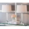 SAFAVIEH Lighting Collection Tyrone Modern Crystal Column 27-inch Bedroom Living Room Home Office Desk Nightstand Table Lamp Set of 2 (LED Bulbs Included)