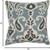 SAFAVIEH Pillow Collection 22-Inch Paisley Pillow, Blue and Grey, Set of 2(Blue)