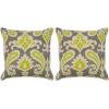 SAFAVIEH Pillow Collection 22-Inch Paisley Pillow, Blue and Grey, Set of 2(Lime)