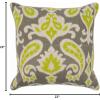 SAFAVIEH Pillow Collection 22-Inch Paisley Pillow, Blue and Grey, Set of 2(Lime)