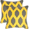 SAFAVIEH Pillows Collection Allen Decorative Pillow, 18-Inch, Yellow and Grey, Set of 2