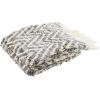 SAFAVIEH Santi Fringe Throw Blanket, 50″x60″, Grey/White