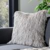 SAFAVIEH Soleil Indoor/Outdoor Shag Throw Pillow, 22″x22″, Champagne(Silver)