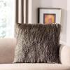 SAFAVIEH Soleil Indoor/Outdoor Shag Throw Pillow, 22″x22″, Champagne(Taupe)