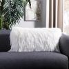 SAFAVIEH Soleil Indoor/Outdoor Shag Throw Pillow, 22″x22″, Champagne(White)